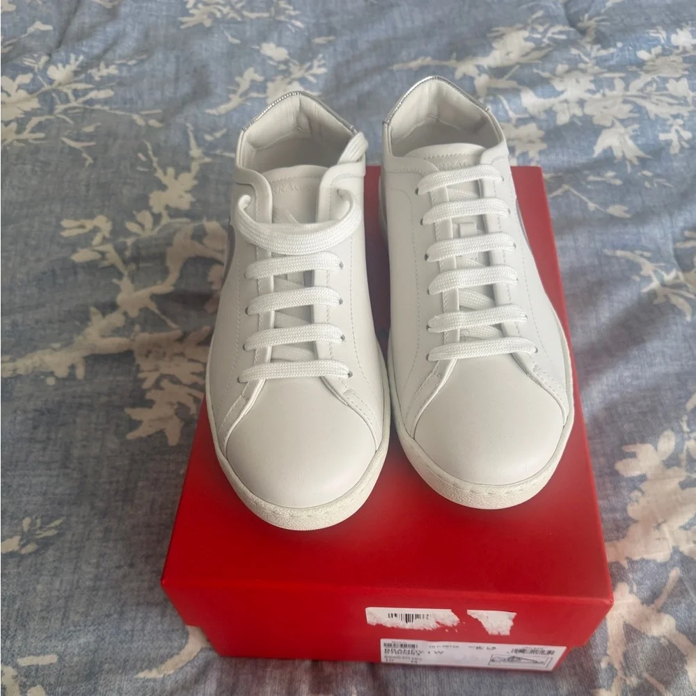 Salvatore Ferragamo Classic White Sneakers - Picture 1 of 10